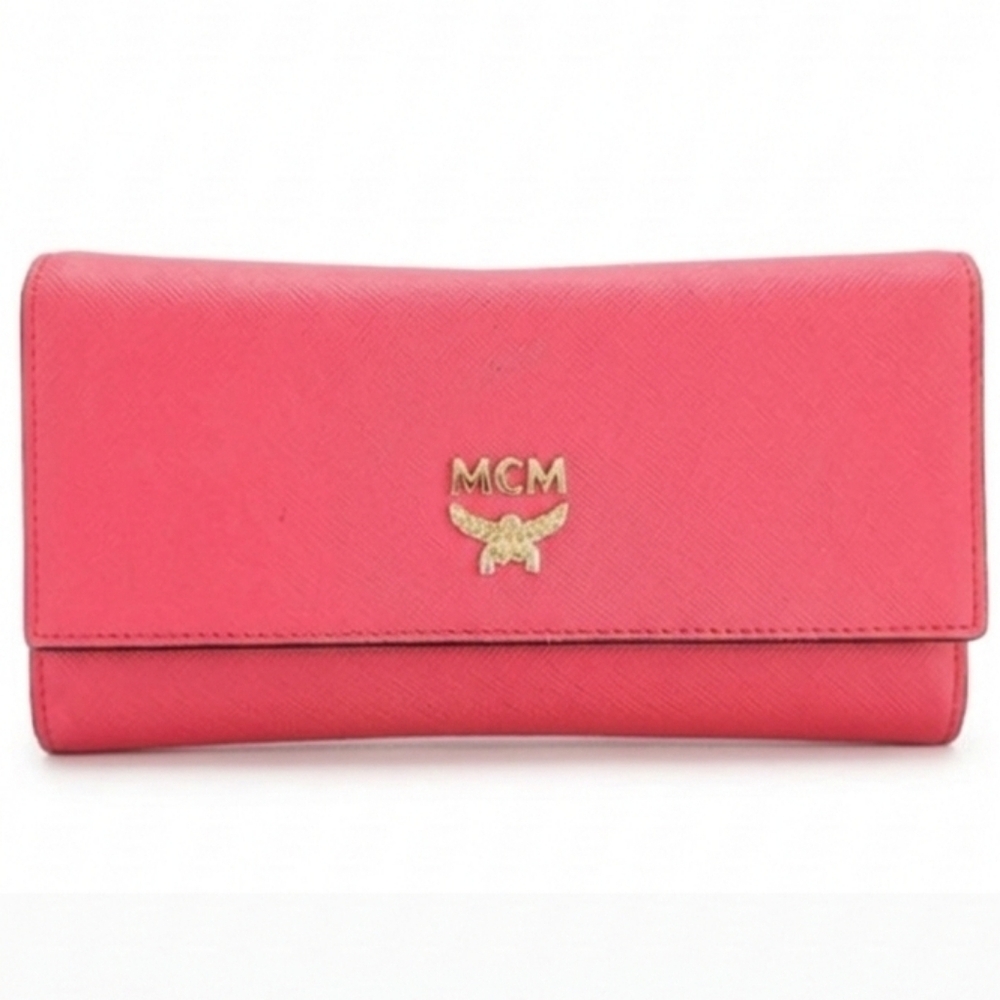 MCM Fuscia Pink And Orange Long Wallet Trifold